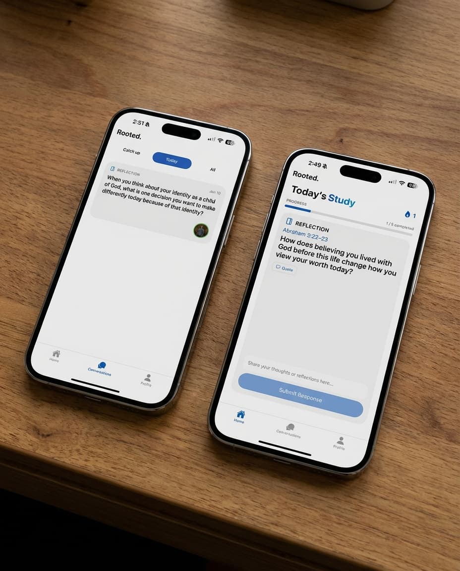 Rooted scripture study app preview